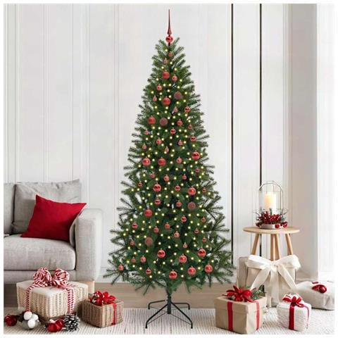 Albero di Natale artificiale con 300 LED Verde 210 cm PE e PVC - Foto 2