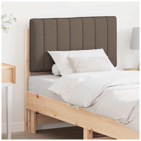 Testiera imbottita Marrone e taupe 80 cm Pino massello - Foto 2
