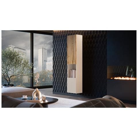Mobile Espositore Botte - Vetrina 4 Ripiani, 39.9x29.8x180h Cm Beige - Foto 4