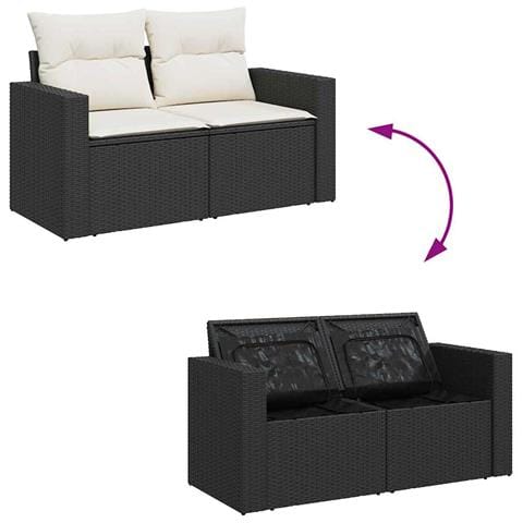 Set Divano da Giardino con cuscino 10 pcs Nero e crema - Foto 9