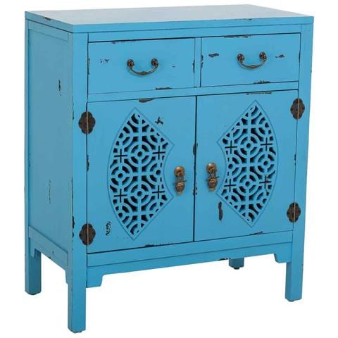 Mobile Ingresso In Legno Con 2 Cassetti E 2 Ante Blu 66x36x78h Cm - Foto 1