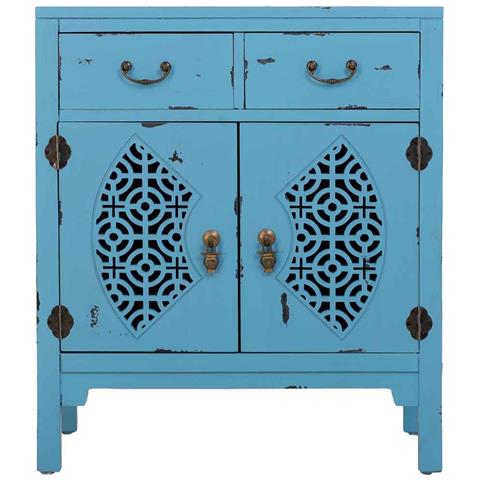 Mobile Ingresso In Legno Con 2 Cassetti E 2 Ante Blu 66x36x78h Cm - Foto 2