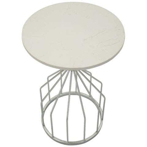 Tavolino Vkh532-argento-marmo-37,5x37,5x58 Cm - Foto 2