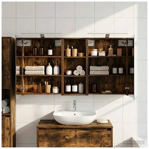 Set di Armadi da Bagno con lo scaffale 3 pcs 130 x 14,5 x 70 cm - Foto 2