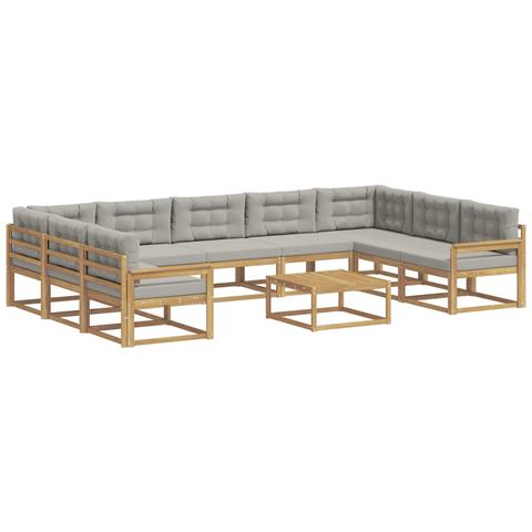 Set di divani da esterno 10 pcs Bianco e Grigio Chiaro - Foto 1