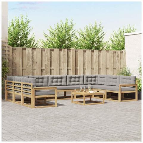 Set di divani da esterno 10 pcs Bianco e Grigio Chiaro - Foto 2