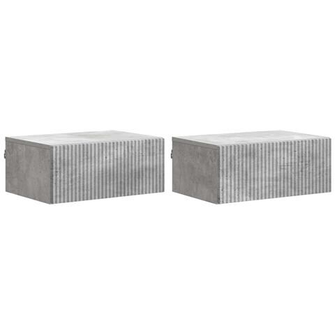 Mobiletto da notte a muro con cassetto 2 pcs Grigio Cemento - Foto 1