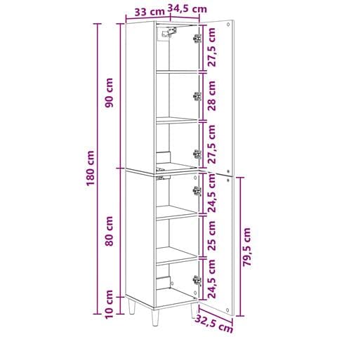 Set di armadi 2 pcs Legno antico 33 x 34,5 x 90 cm - Foto 8