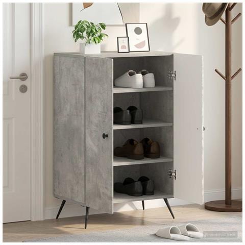 Mobile per scarpe BREDA 59,5 x 39,5 x 90 cm Grigio Cemento - Foto 2