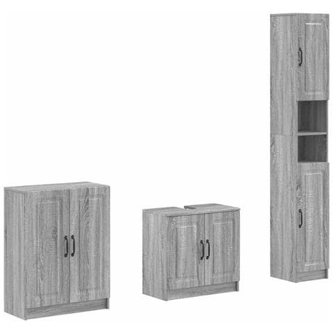 Set di armadietti da bagno in 3 pezzi UTRECHT Sonoma grigio - Foto 1