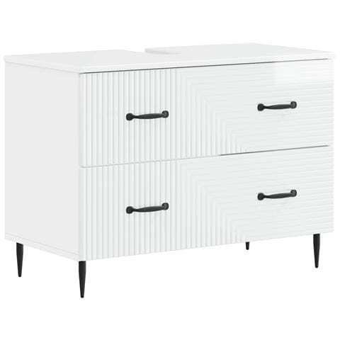 Set di Armadi da Bagno da 2 Pezzi HAARLEM Bianco Lucido - Foto 7