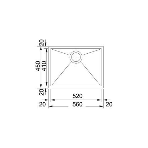 Lavello PPX110-52R 1 Vasca Dimensioni 56 x 45 cm Colore Inox Satinato Serie Planar - Foto 2