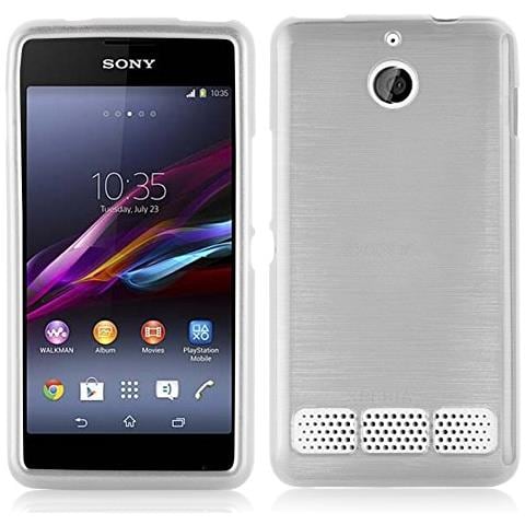 Custodia Compatibile Con Sony Xperia E1 In Argento - Coperchio Protettivo In Silicone Tpu Flessibile Con Design Spazzolato - Foto 1