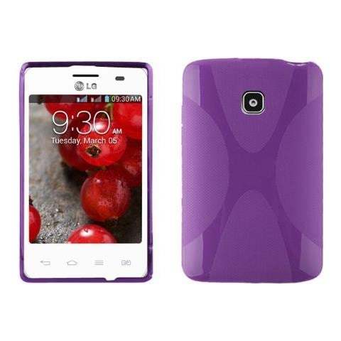 Lg Optimus L3 Ii E435 Custodia Silicone Tpu Disegno X In Lila Orchidea Morbida Cover Protettiva Super Sottile Con Bordo Protezione Back Case Ultra Slim Gel Bumper Fina Antiurto Guscio - Foto 1