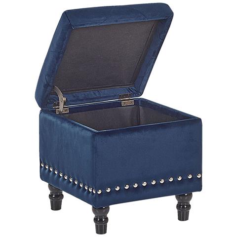 Poggiapiedi Con Contenitore In Velluto Blu Scuro Loretto - Foto 14