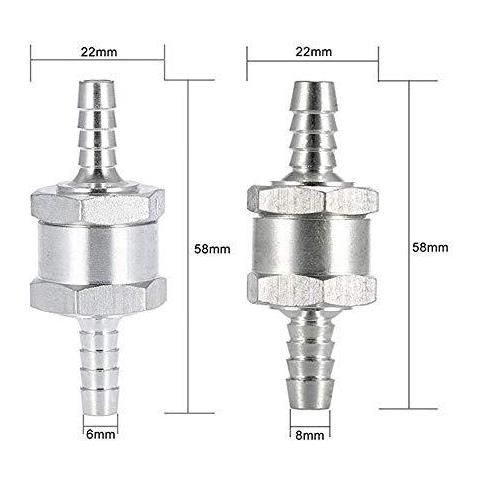 4 Pezzi One Way Di Alluminio Del Combustibile Di Non Ritorno Valvola Di Ritegno (6 8 10 12 Mm) Per La Benzina Diesel Olio Acqua Cromo Auto Car Carburatore A Bassa Pressione Sistemi In Alluminio Tubo Carburante - Foto 4
