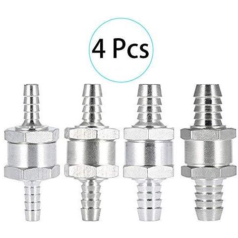 4 Pezzi One Way Di Alluminio Del Combustibile Di Non Ritorno Valvola Di Ritegno (6 8 10 12 Mm) Per La Benzina Diesel Olio Acqua Cromo Auto Car Carburatore A Bassa Pressione Sistemi In Alluminio Tubo Carburante - Foto 1