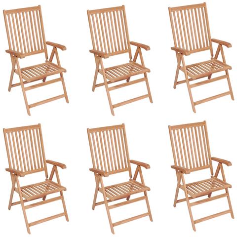 Sedie Reclinabili da Giardino 6 pz in Legno Massello di Teak - Foto 1