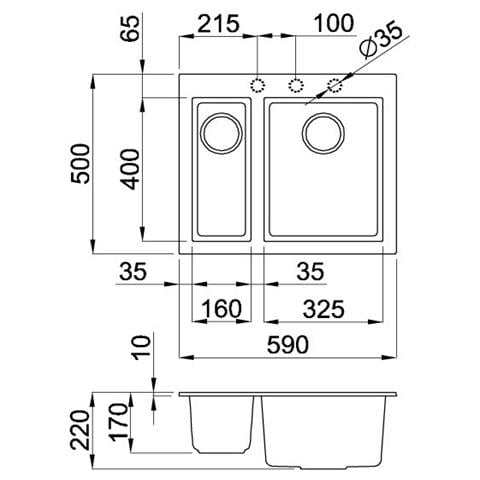 LAV. QUADRA 150 59x50 2V ANTRACITE 59 ANTRACITE 59 - Foto 2