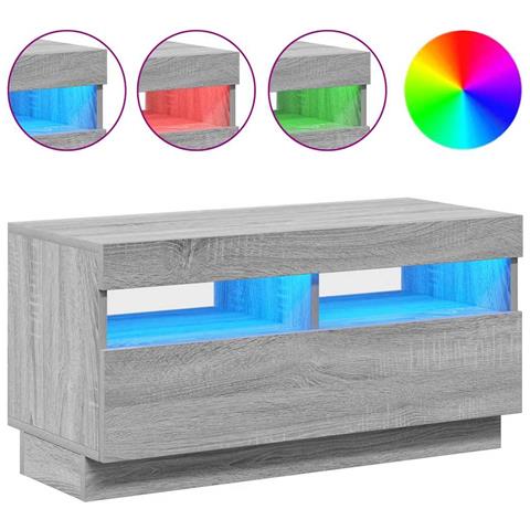 Mobile Porta TV con Luci LED Grigio Sonoma 80x35x40 cm - Foto 2