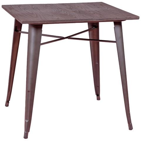 Tavolo Industriale In Acciaio Invecchiato E Legno Scuro - Bistro - Foto 1