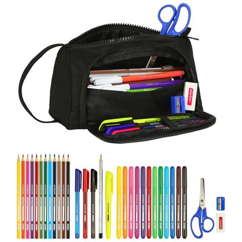 Astuccio Per La Scuola Con Accessori Blackfit8 Gradient Nero Verde Militare (32 Pezzi) - Foto 4