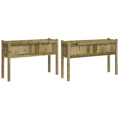 Fioriere Da Giardino 2 Pz Con Gambe In Legno Di Pino Impregnato - Foto 2