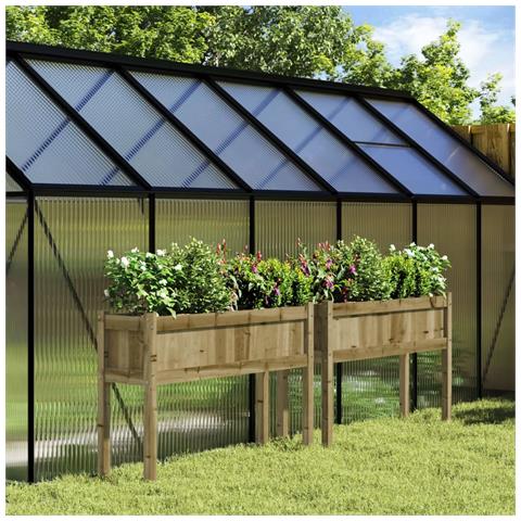 Fioriere Da Giardino 2 Pz Con Gambe In Legno Di Pino Impregnato - Foto 1