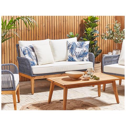 Set Di 2 Cuscini Da Giardino Blu Con Motivo A Foglie 45 X 45 Cm Elati - Foto 1