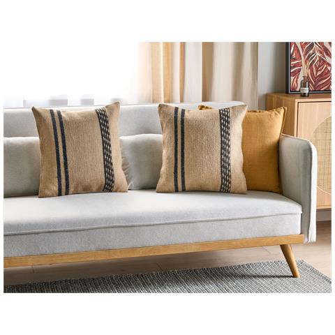 Set Di 2 Cuscini Desalix Iuta 45 X 45 Cm Beige A Strisce - Foto 1