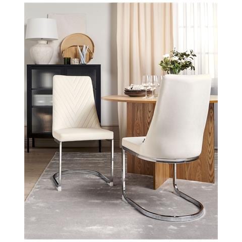 Set Di 2 Sedie Da Pranzo Velluto Bianco Sporco Altoona - Foto 1