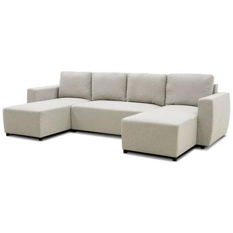 Divano Angolare Trasformabile Panoramico Pharel 5/6 Posti - Tessuto Beige - Contenitore - 297 X 155 X 85 Cm - Foto 1