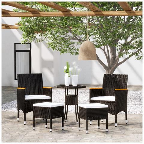 Set Divani Da Giardino 5 Pz In Polyrattan Nero - Foto 1