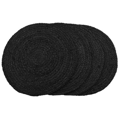 Set 4 Sottopiatti Bombay - Nero - Juta - 38x38x0,5 Cm - Foto 1
