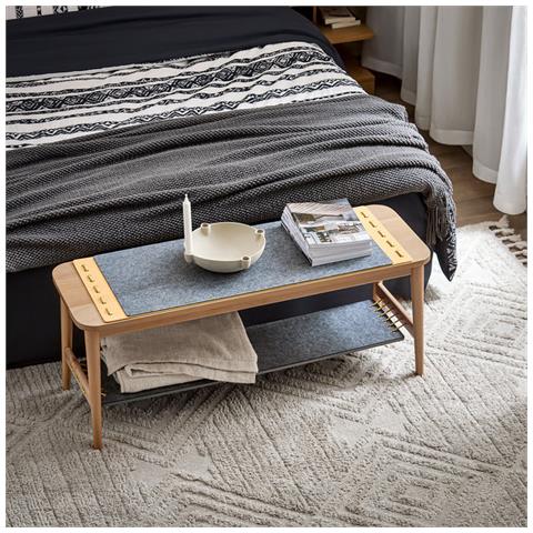 Panca Scarpiera Cassapanca Da Interno Mobile Bagno Naturale-grigio 110x37x46cm Hfsr01-n - Foto 8