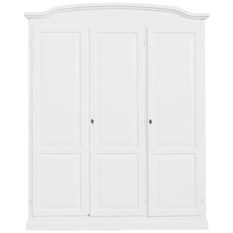 Armadio 3 Ante In Legno Massello Bianco Cappello Tondo 158x56x197h - Foto 1