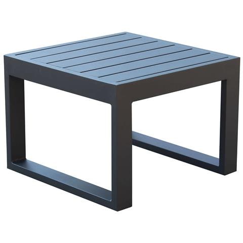 Tavolino Basso Quadrato 45x45 Cm Da Esterno Giardino Per Salotto Con Struttura In Alluminio E Piano Effetto Doghe Milos - Foto 1