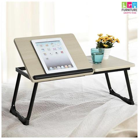 Tavolino Vassoio Da Letto Divano Per Notebook Pc Laptop Pieghevole Leggio 65x30 - Foto 1