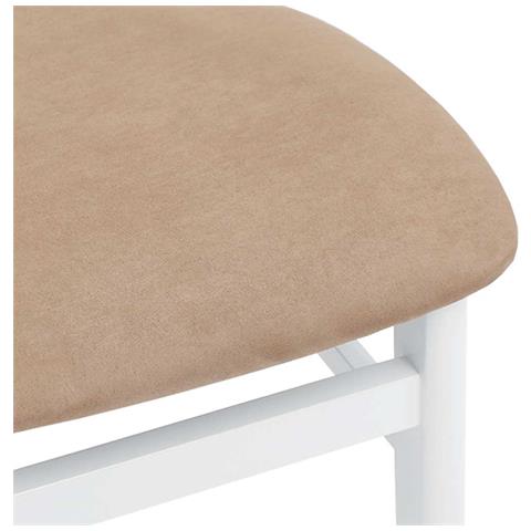 Sedie da Pranzo con Cuscini 2 pz Bianco Legno Massello di Hevea - Foto 2