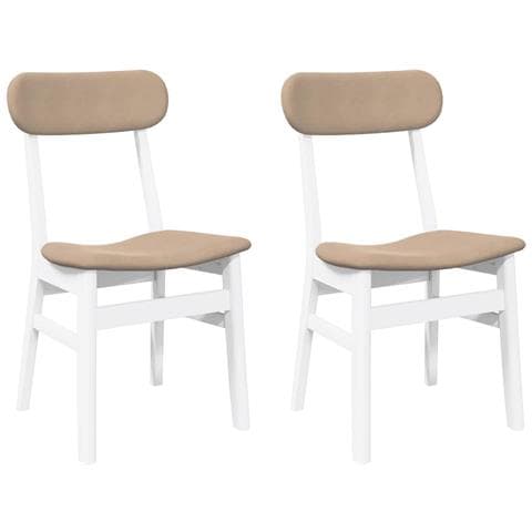 Sedie da Pranzo con Cuscini 2 pz Bianco Legno Massello di Hevea - Foto 1