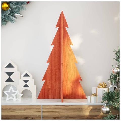 Albero Di Natale Marrone Cera 80 Cm In Legno Massello Di Pino - Foto 1