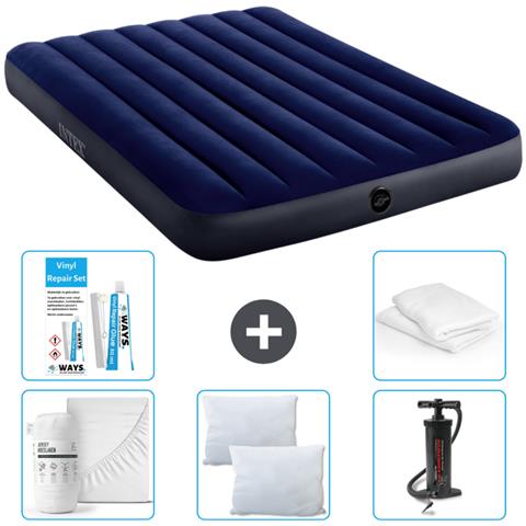 Set Materassino Gonfiabile - 191x137x25 Cm - Blu - Include Accessori Coordinati Cb1 - Foto 1