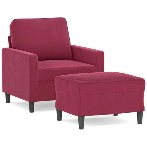 Lusso Casadino -  Poltrona Con Poggiapiedi Rosso Vino 60 Cm In Velluto - Foto 1