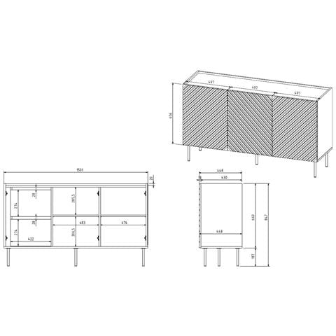 3D2SZ ONDA cassettiera 150x45x85 nero - Foto 2