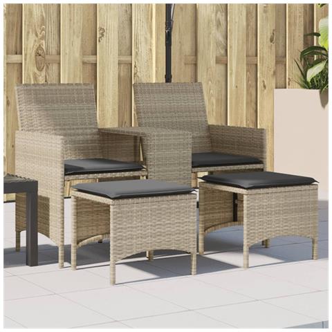 Divano Giardino 2Posti Tavolo Sgabelli Grigio Chiaro Polyrattan - Foto 2