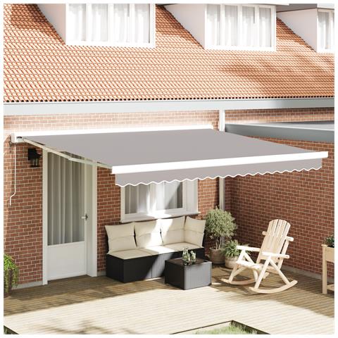 Ombrellone Retrattile Automatico Grigio Chiaro 400x300 cm, Tessuto di Ricambio per Ombrellone 4x3 m Grigio Chiaro - Foto 2