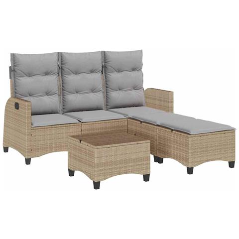 Set Divano da Giardino 3 pz con Cuscini a L Beige in Polyrattan - Foto 1