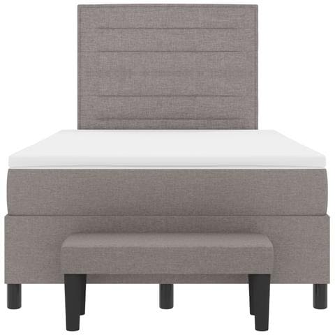 Letto con box spring con materasso e panchina taupe 120x190 cm in tessuto - Foto 9