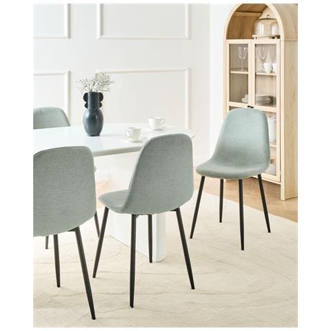 Set Di 4 Sedie Da Pranzo Crandall Tessuto Verde Chiaro - Foto 1
