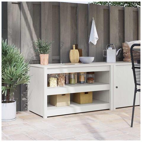 Mobile da cucina Bianco 106 x 55 x 64 cm Legno massello di pino - Foto 2